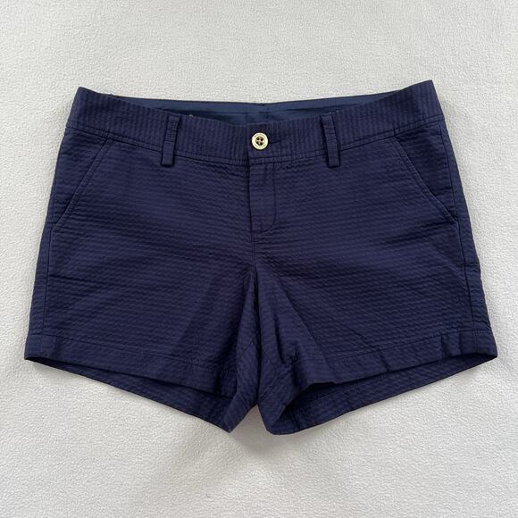 Lilly Pulitzer Women Callahan Short 5" True Navy Blue Chino Textured 22119 10 - Picture 1 of 10
